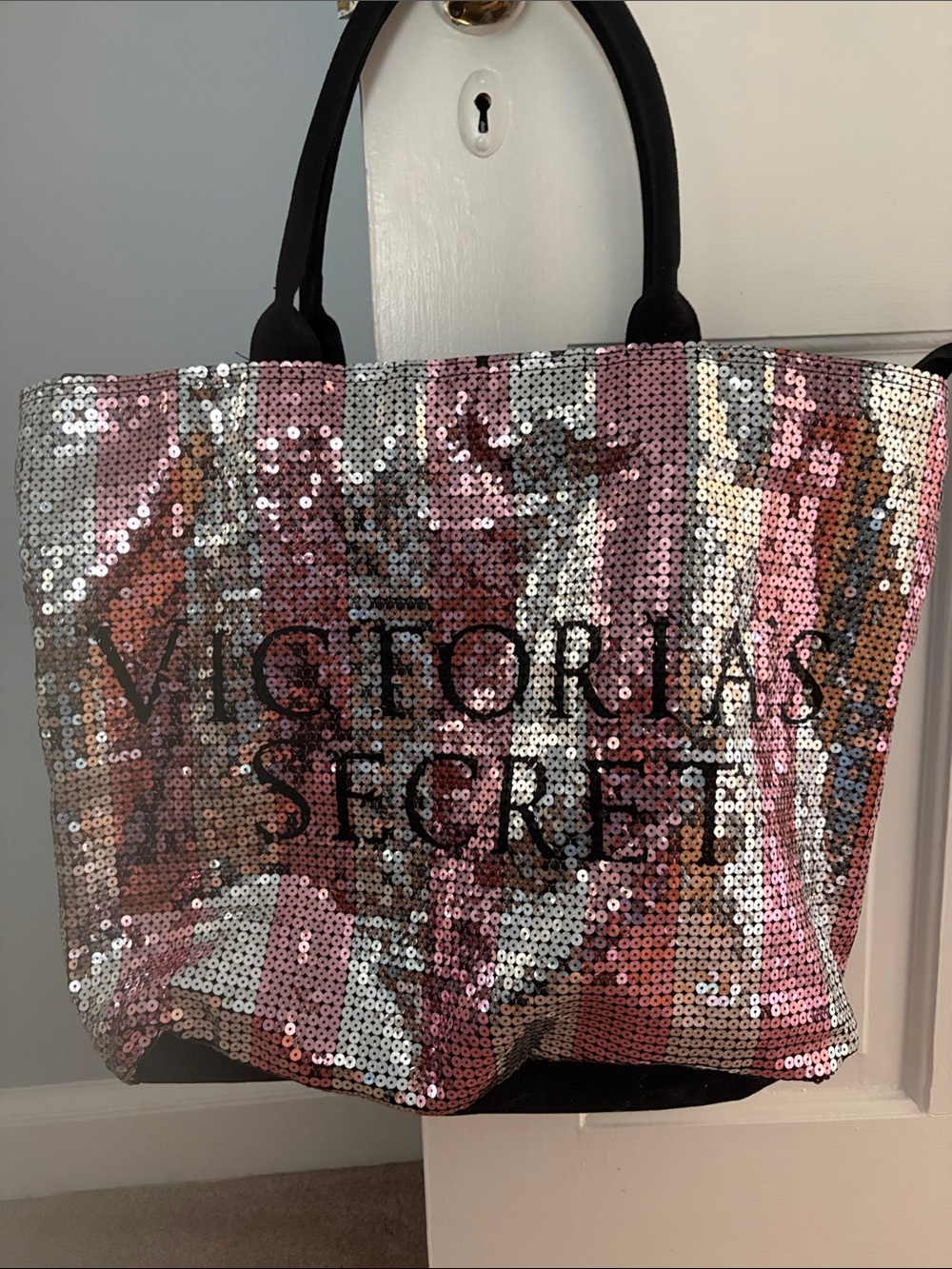 Victoria's Secret Pink and Silver Sequin Tote